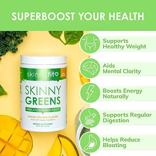 SkinnyFit Mango Splash Skinny Greens, Green Juice Superfood Powder, Natural Energy SkinnyFit Au supplements