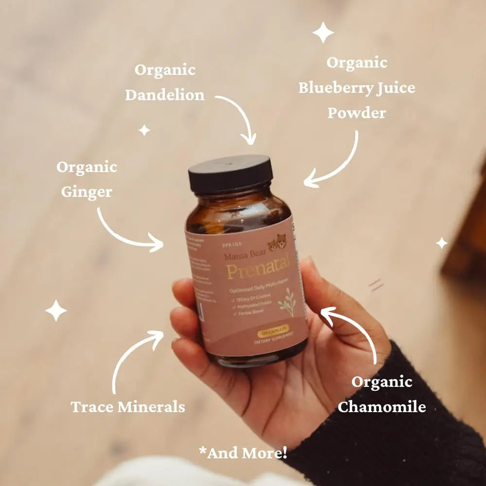 SPRIGS Mama Bear Prenatal Gold Multivitamin with Choline and Methylated Folate for Pregnancy Support Easy to Digest Prenatal Vitamins SPRIGS Au supplements