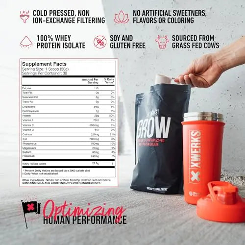 Xwerks Grow 100% New Zealand Grass-Fed Whey Protein - 25g of Pure Isolate Protein Xwerks Au supplements
