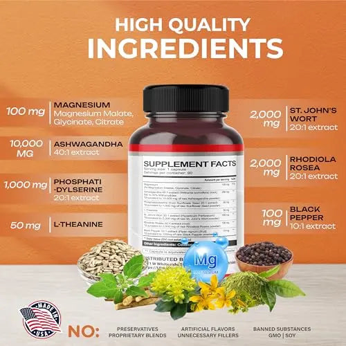 CORTISOL SHIELD 9 IN 1 - 15,250mg Magnesium + Ashwagandha with Phosphatidylserine ULTRA HERBS Au supplements