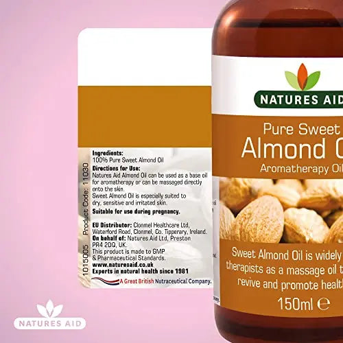 Natures Aid Almond Oil, Pure, Sweet Almond Oil, Massage Oil, Suited to Dry, Sensitive Skin natures aid Au supplements
