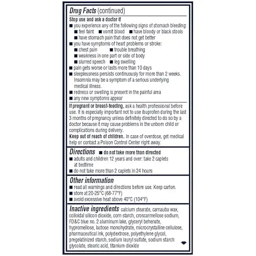 Advil PM Pain Reliever and Nighttime Sleep Aid, Pain Medicine with Ibuprofen for Pain Relief and Diphenhydramine Citrate for a Sleep Aid - 80 Coated Caplets Advil Au supplements