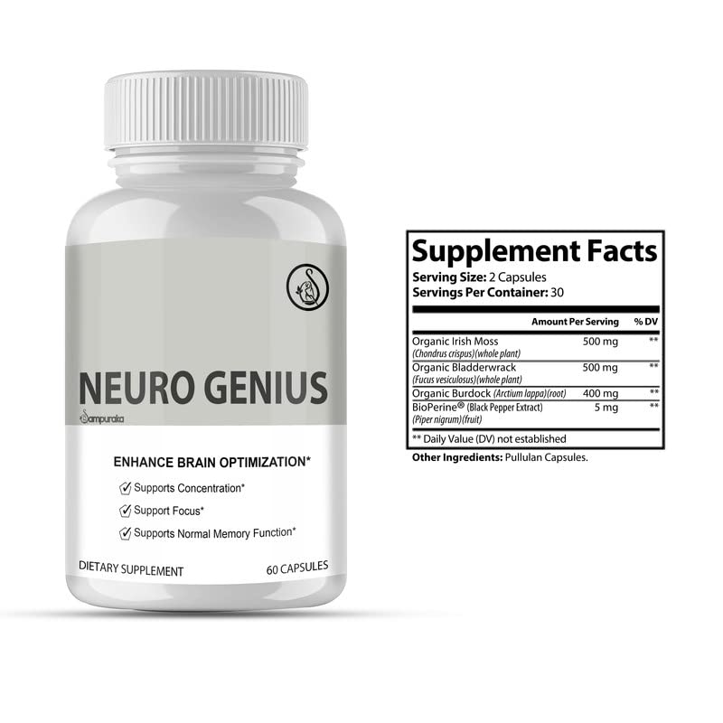 Neuro Genius Advanced Cognitive Support Supplement to uplock Brain Potential Sampuraka Au supplements