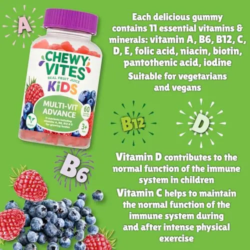 Chewy Vites Kids Multivitamin Advance 60 Gummy Vitamins | 11 Essential Nutrients CHEWY VITES Au supplements