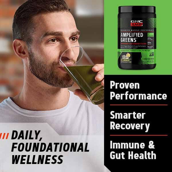 GNC AMP Amplified Greens Superfoods Performance Blend - Vegan Athlete Superfood Drink - Blueberry Pomegranate - 9.9 Oz (30 Servings) GNC Au supplements