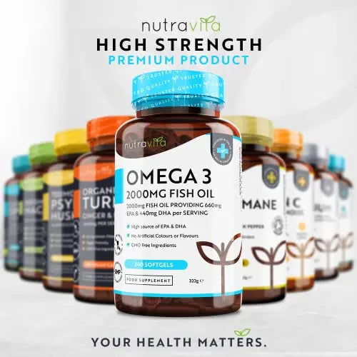 Omega 3 2000mg with 660mg EPA & 440mg DHA per Serving - 240 Softgel Capsules Nutravita Au supplements