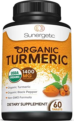 USDA Certified Organic Turmeric Supplement – Includes Organic Turmeric & Organic Black Sunergetic Au supplements