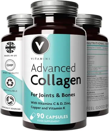 Premium Advanced Collagen Complex for Joint and Bone Health – High Strength Marine Collagen with Vitamin D3, Zinc, and Copper V Vitamini Au supplements