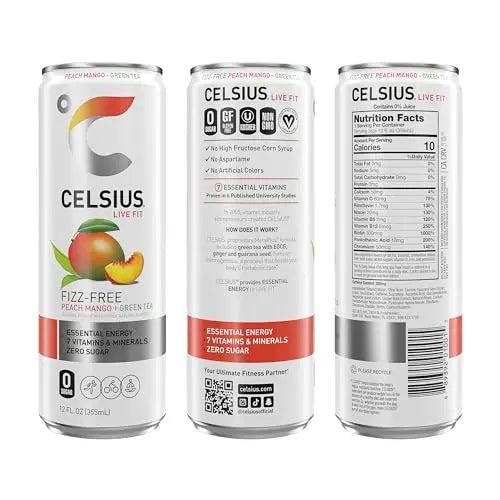 CELSIUS Peach Mango Green Tea, Functional Essential Energy Drink 12 Fl Oz (Pack of 12) CELSIUS Au supplements