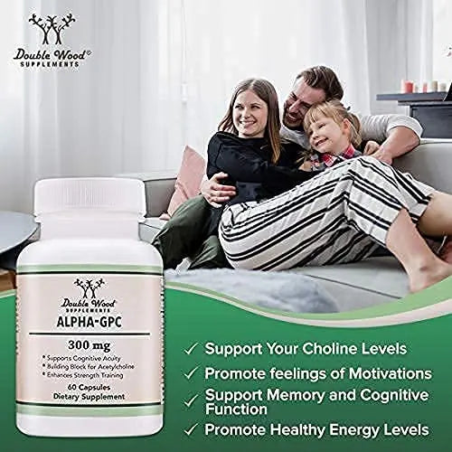 Alpha GPC Choline 600mg Capsules - Brain Support Supplement for Focus, Memory Double Wood Supplements Au supplements
