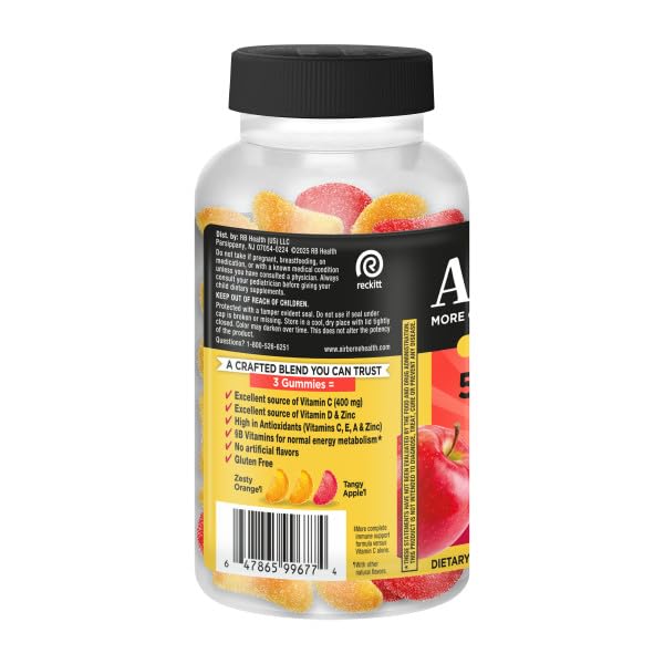 Airborne 400mg Vitamin C Gummies for Adults & Children, Immune Essentials Daily Immune Support Supplement with Vitamins C & E - Orchard Fruit Flavor, 132 Gummies (Pack of 2) Airborne Au supplements