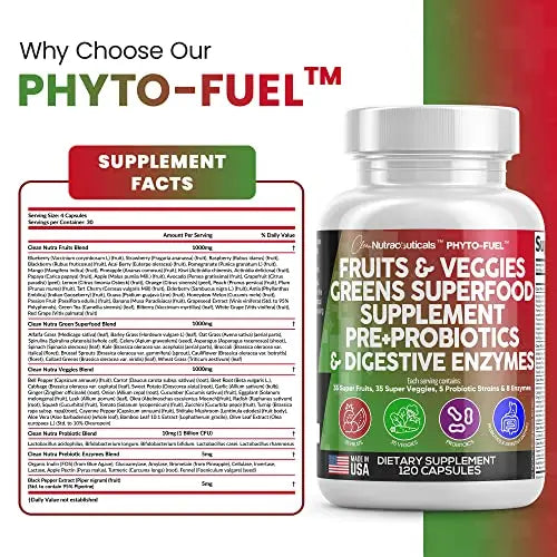 Fruits and Veggies Supplement Reds & Green Superfood - A Natural Balan Clean Nutraceuticals Au supplements
