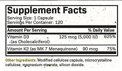 Futurebiotics Vitamin K2 (MK7) with D3 Supplement - Non-GMO Formula - 5000 IU Vitamin Futurebiotics Au supplements
