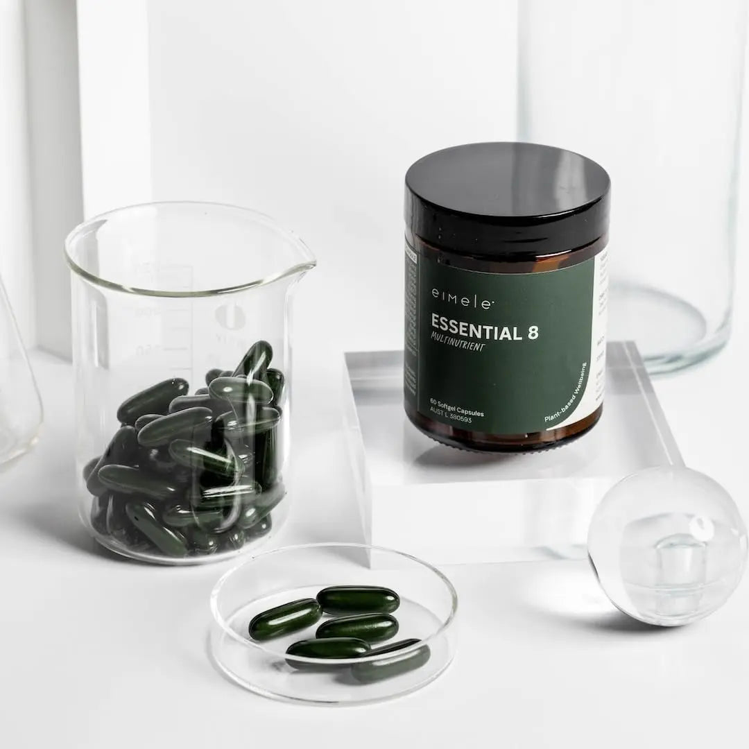 Essential 8 | Multivitamin for Energy & Immunity Support | 8 Essential Nutrients | Calcium, Vitamin B12, Omega3, Zinc, Iron, Vitamin D & More eimele Au supplements