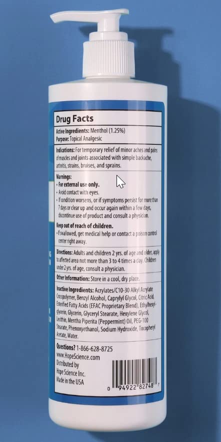 ACTIVE AGAIN Hope Science Cream, 16oz | for Joint Health, Pain Relief, and Mobility, Muscle, Back, Knee, Shoulder | Fast Acting | Made in USA ACTIVE AGAIN Au supplements