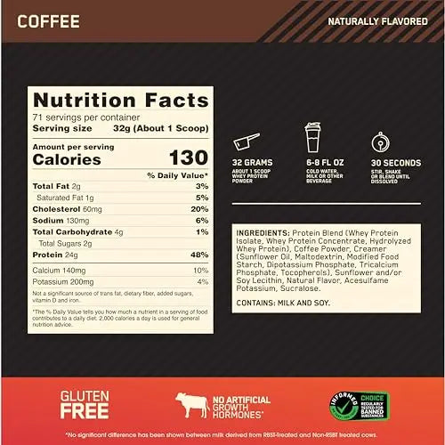 Optimum Nutrition Gold Standard 100% Whey Protein Powder, Coffee, 5 Pound Optimum Nutrition Au supplements