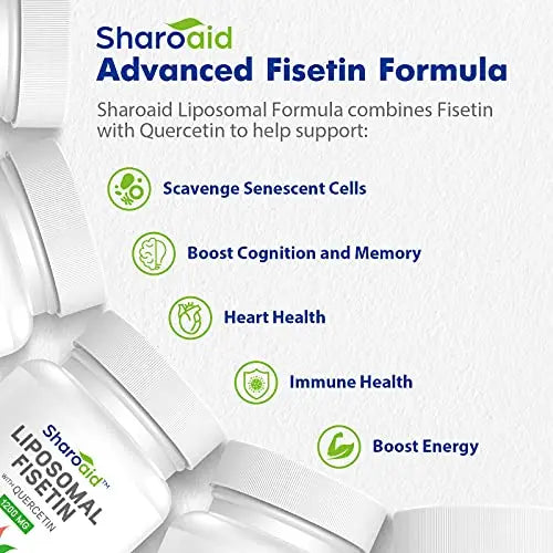 Sharoaid Liposomal Fisetin with Quercetin Supplements 1200 mg per Serving,High Absorpti Sharoaid Au supplements