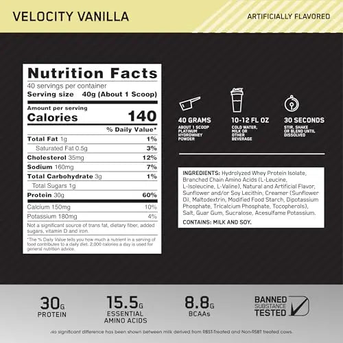 Optimum Nutrition Platinum Hydrowhey Protein Powder, 100% Hydrolyzed Whey Isolate Optimum Nutrition Au supplements