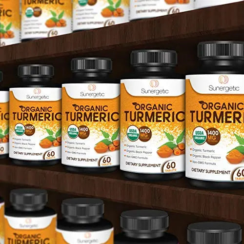 USDA Certified Organic Turmeric Supplement – Includes Organic Turmeric & Organic Black Sunergetic Au supplements