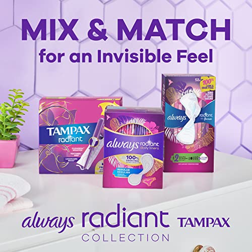 Tampax Radiant Tampons, Regular Absorbency, with Leakguard Braid, Unscented, 84 Count Tampax Au supplements