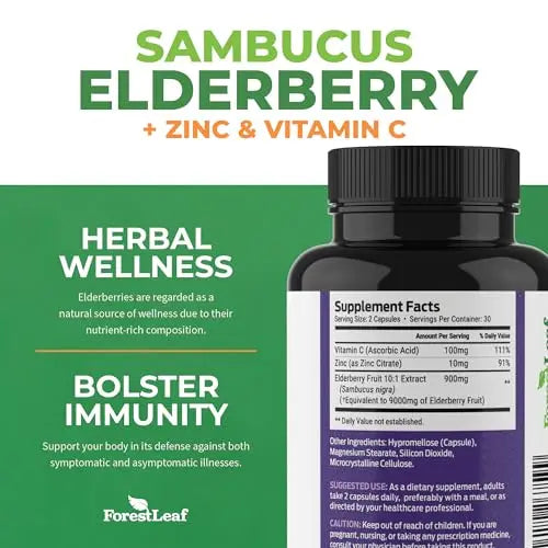 ForestLeaf Sambucus Elderberry with Vitamin C and Zinc - 9000mg Ult ForestLeaf Au supplements