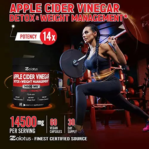 Zolotus 14x Strength Apple Cider Vinegar Capsules, Equivalent to 14500mg, with Turmeric Zolotus Au supplements