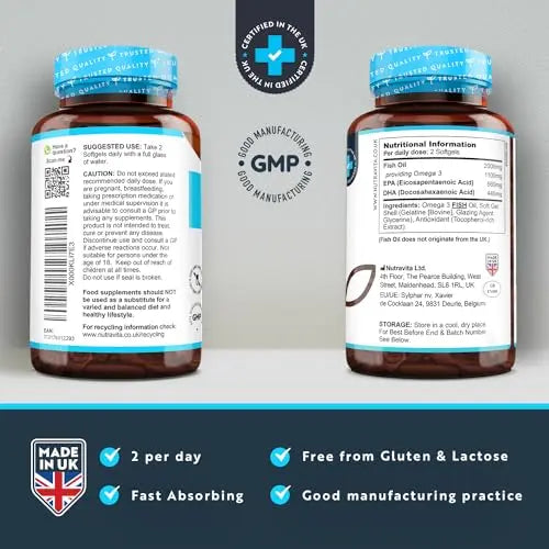 Omega 3 2000mg with 660mg EPA & 440mg DHA per Serving - 240 Softgel Capsules Nutravita Au supplements
