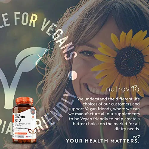 Vitamin B12 1000mcg - 365 High Strength Vegan Tablets (1 Year Supply) - Max Strength Nutravita Au supplements