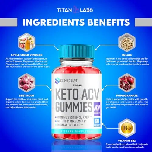 (2 Pack) Slimsculpt Keto ACV Gummies, Slim Sculpt Keto ACV Gummies Advanced Weight Loss 1000MG Titan Labs Au supplements