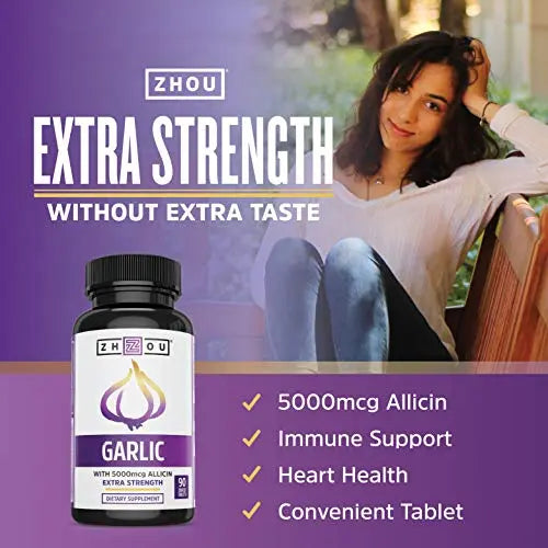 Zhou Nutrition Garlic Supplement With Allicin, Extra Strength 5000mcg Allicin Per Serving Zhou Nutrition Au supplements