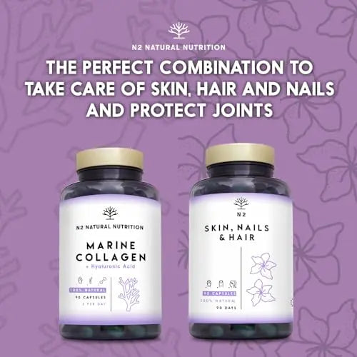 Marine Collagen with Hyaluronic Acid for Skin Care, Hair Care, Joints. Magnesium, Vitamin C. Hydrolysed Collagen Supplements N2 Natural Nutrition Au supplements