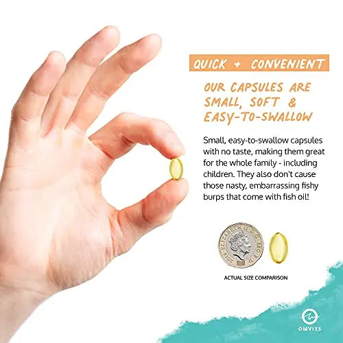 Omvits Vegan Omega 3 DHA from Algae Oil 1000mg - 60 Softgel Capsules with Vitamin E Omvits Au supplements
