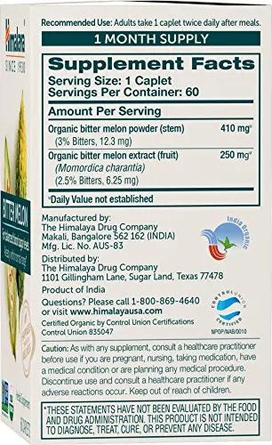 Himalaya Organic Bitter Melon for Glucose Metabolism, 660 mg, 60 Caplets, 1 Month Supply Himalaya Au supplements