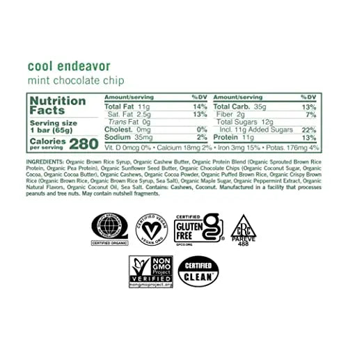 GoMacro MacroBar Organic Vegan Protein Bars - Mint Chocolate Chip, 2.3 Ounce Bars GoMacro Au supplements