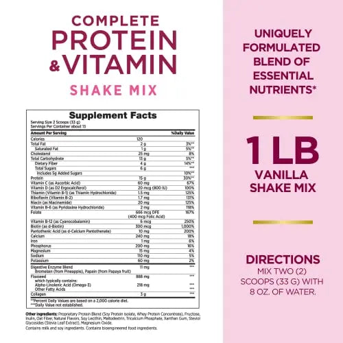 Nature's Bounty Complete Protein & Vitamin Shake Mix with Collagen & Fiber, Contains Nature's Bounty Optimal Solutions Au supplements