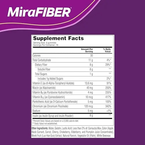 MiraLAX New MiraFIBER Gummies, 8g of Daily Prebiotic Fiber with B Vitamin MiraLAX Au supplements