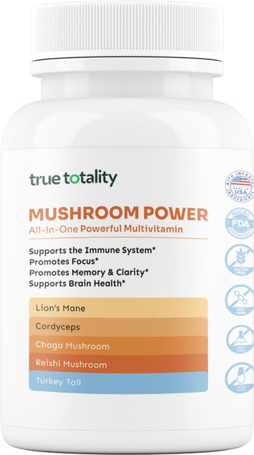 Mushroom Complex Capsules with Lion’s Mane, Reishi, Cordyceps, Chaga & Turkey Tail – True Totality Mushroom Power – Immune, Energy & Focus Support – 90 Vegan Capsules True Totality Au supplements