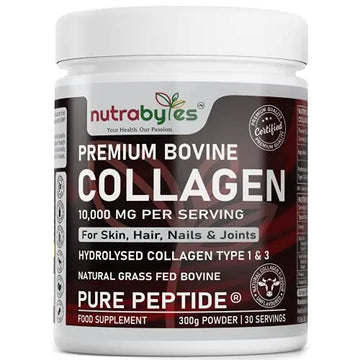 Pure Hydrolysed Collagen Powder 10000mg Bovine Type 1 & 3 Unflavoured|High Strength Protein Peptides for Women & Men NUTRABYTES Au supplements
