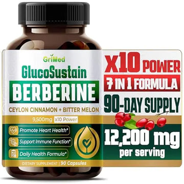 GriMed Berberine Supplement 9,500mg with Ceylon Cinnamon Bitter Melon Supports Healthy GriMed Au supplements