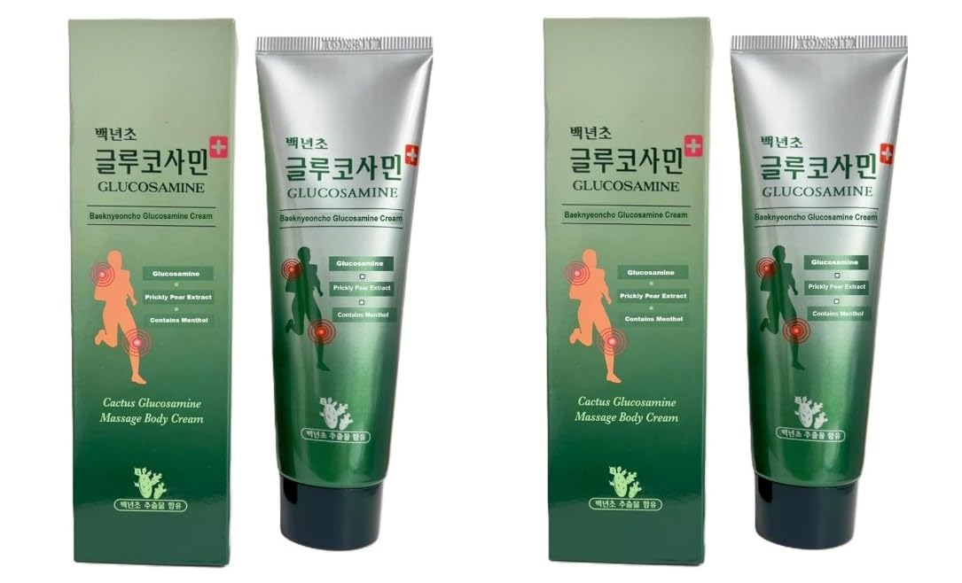 Baeknyencho Glucosamine Body Massage Cream 150ml x 2 EA. Fragrance-Free & Paraben Free. Natural Gel for Massage Therapy Generic Au supplements