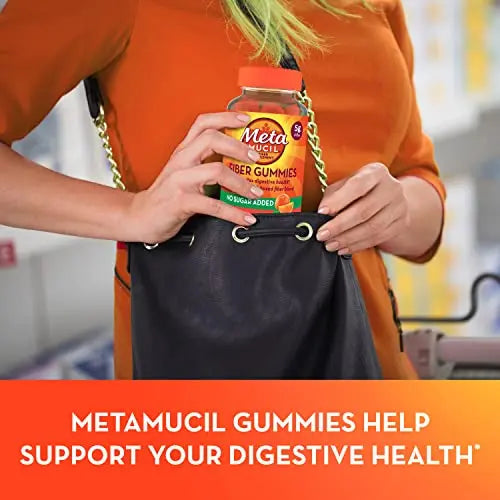 Metamucil Daily Fiber Gummies, Orange Flavored, No Sugar Added, 5g Prebiotic Plant Metamucil Au supplements