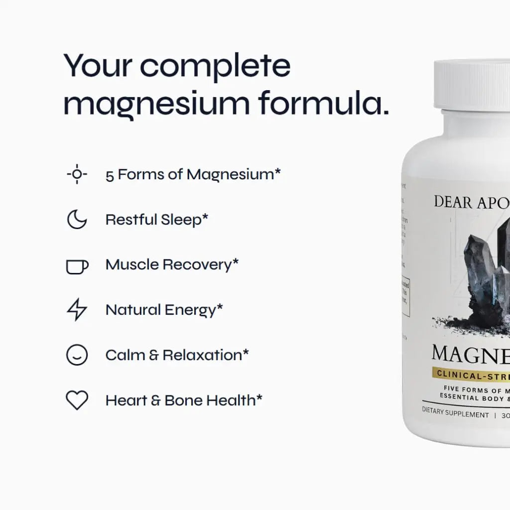 Magnesium Complex Supplement - 5 Forms Citrate Glycinate Malate Oxide Aquamin - Multi Magnesium Blend - High Absorption Chelated - Essential Mineral - Non-GMO Gluten-Free - 60 Capsules Dear Apothecary Au supplements