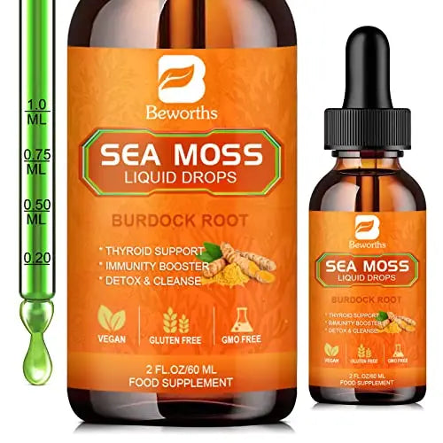 B BEWORTHS Sea Moss Liquid Drops - Organic Irish Sea Moss Raw Gel with Burdock Root B BEWORTHS Au supplements