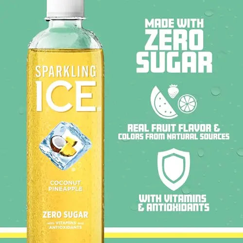 Sparkling Ice, Coconut Pineapple Sparkling Water, Zero Sugar Flavored Water, with Vitamin Sparkling ICE Au supplements