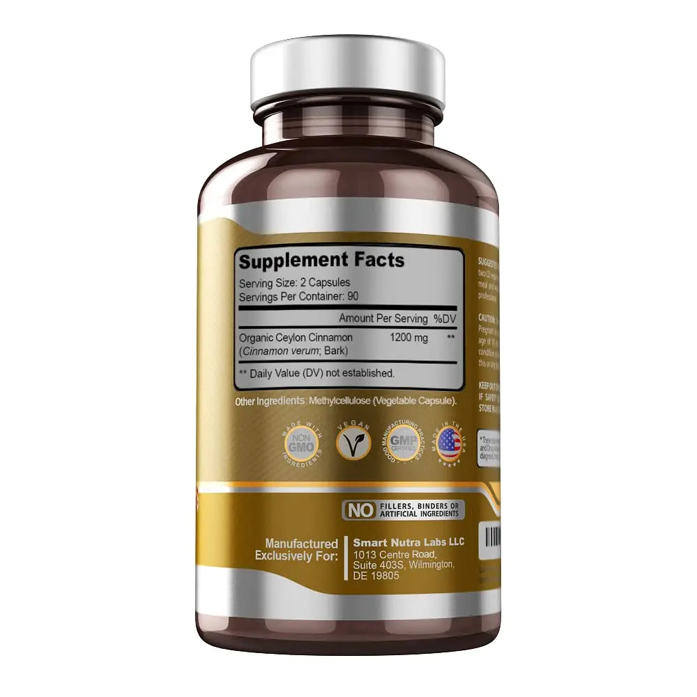 SMART NUTRA LABS Organic Ceylon Cinnamon Supplement 1200mg per SMART NUTRA LABS Au supplements