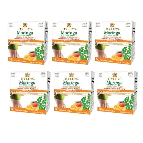 Hyleys Tea Moringa Oleifera with Mango Flavor - 50 Tea Bags (6 Pack - 300 Tea Bags total) (Miracle Tree Tea) HYLEYS Au supplements