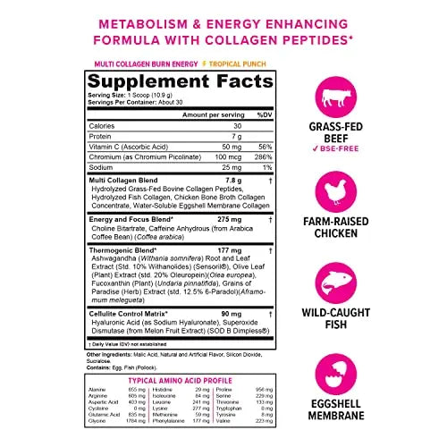 Multi Collagen Burn: Multi-Type Hydrolyzed Protein Peptides with Hyaluronic Acid, Vitamin Vitauthority Au supplements