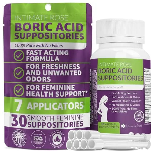 Intimate Rose Boric Acid Suppositories and pH Test Strips for Women (50 Strips) Bundle. Intimate Rose Au supplements