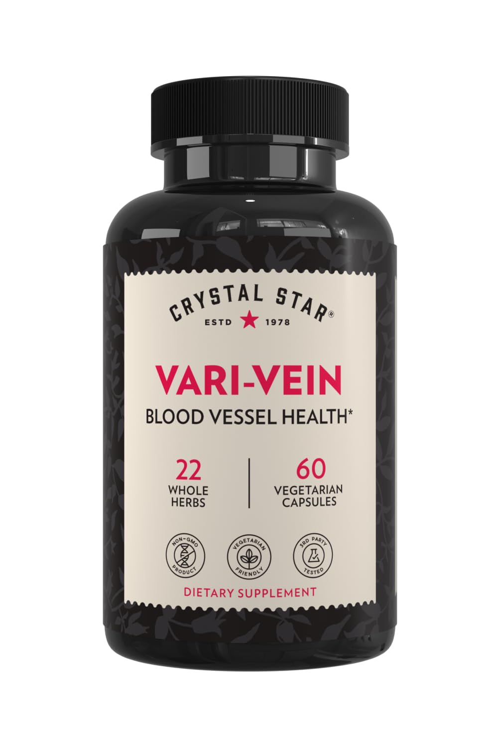 Crystal Star Vari-Vein (60 Capsules) - Herbal Circulation Support Supplement for Varicose Veins & Spider Veins Treatment - Witch Hazel, Butcher’s Broom, Hawthorn & Horse Chestnut- Non-GMO Crystal Star Au supplements