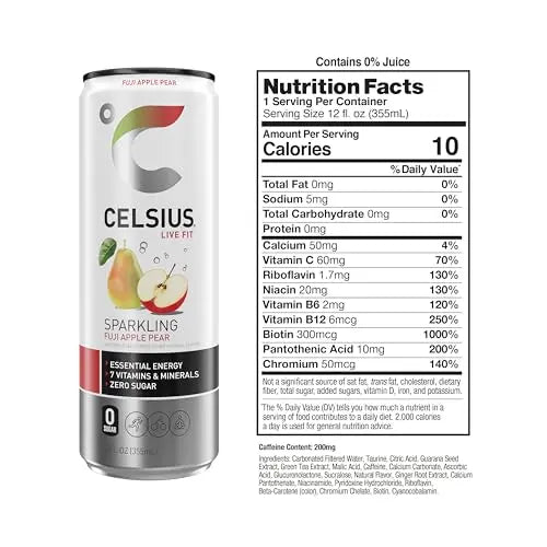 CELSIUS Sparkling Fuji Apple Pear, Functional Essential Energy Drink 12 Fl Oz (Pack of 12) CELSIUS Au supplements